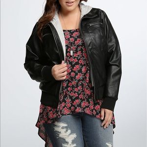 NWOT - Faux Leather Bomber Jacket Torrid Size 2